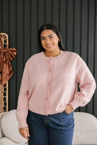Dot Cardigan in Dusty Pink
