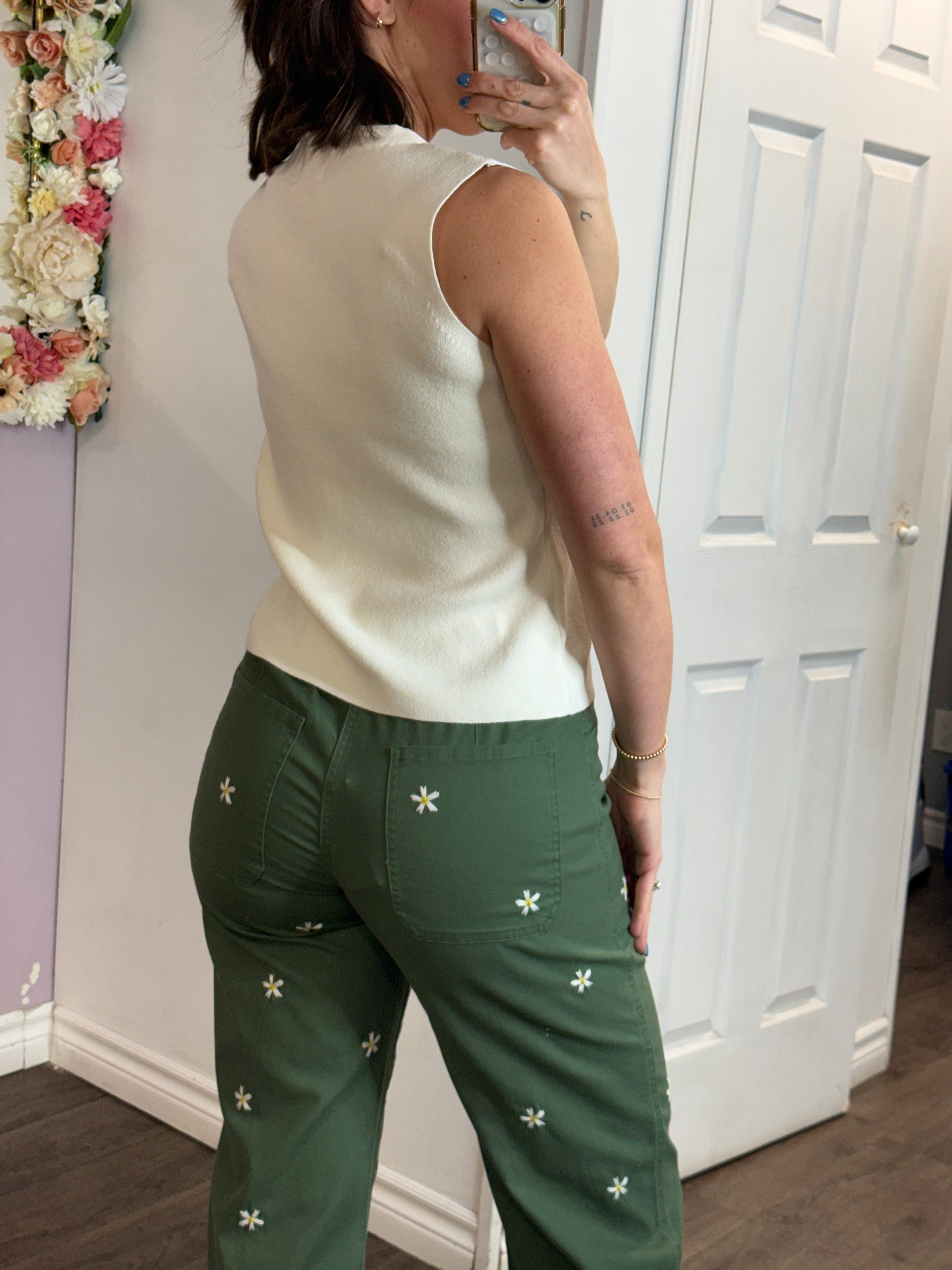 Beliza Button Front Sleeveless Knit Vest