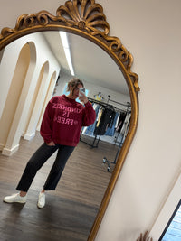 Kindness Is Free Reversible Graphic Sweater | Burgundy/Pink