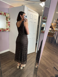 Albina Long Lace Maxi Dress | Chocolate