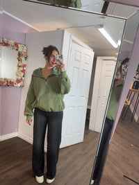 Toni Half Zip Hoodie in Olive