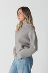 Evolet Ribbed Mockneck Sweater in Grey Marl