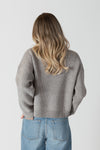 Evolet Ribbed Mockneck Sweater in Grey Marl