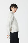 Evolet Ribbed Mockneck Sweater in Off White Fleck