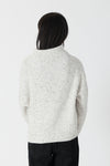 Evolet Ribbed Mockneck Sweater in Off White Fleck