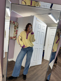 Maci Sherpa Pullover in Banana Lime