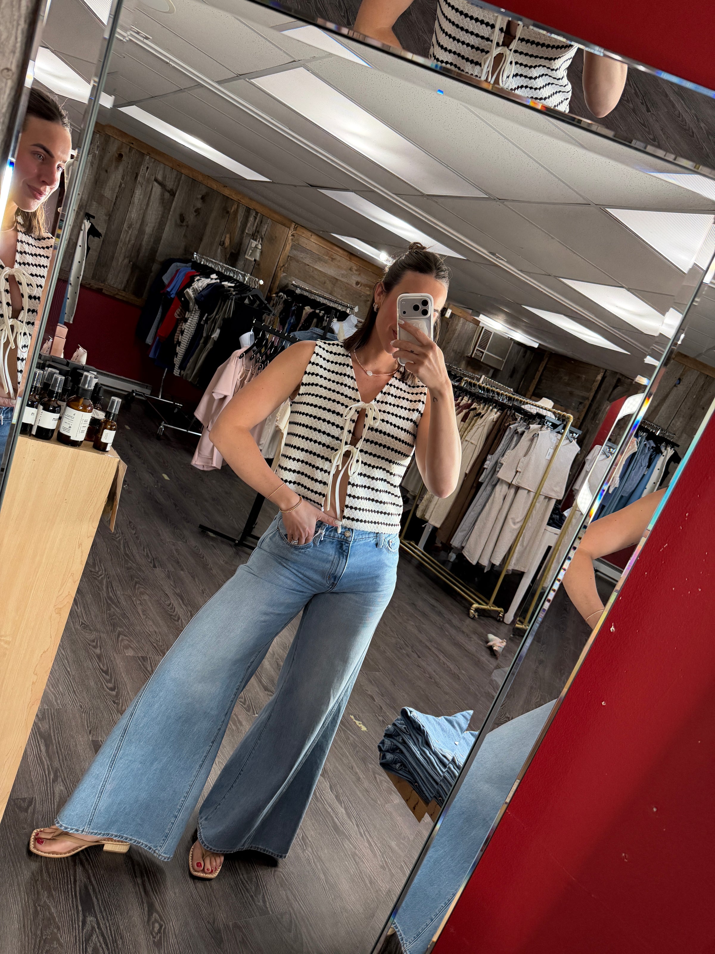 Onleva Striped Vest | Cloud Dancer