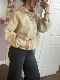 Toni Half Zip Hoodie in Oatmeal