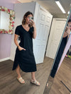 Vi Short Sleeve T-shirt Dress In Black