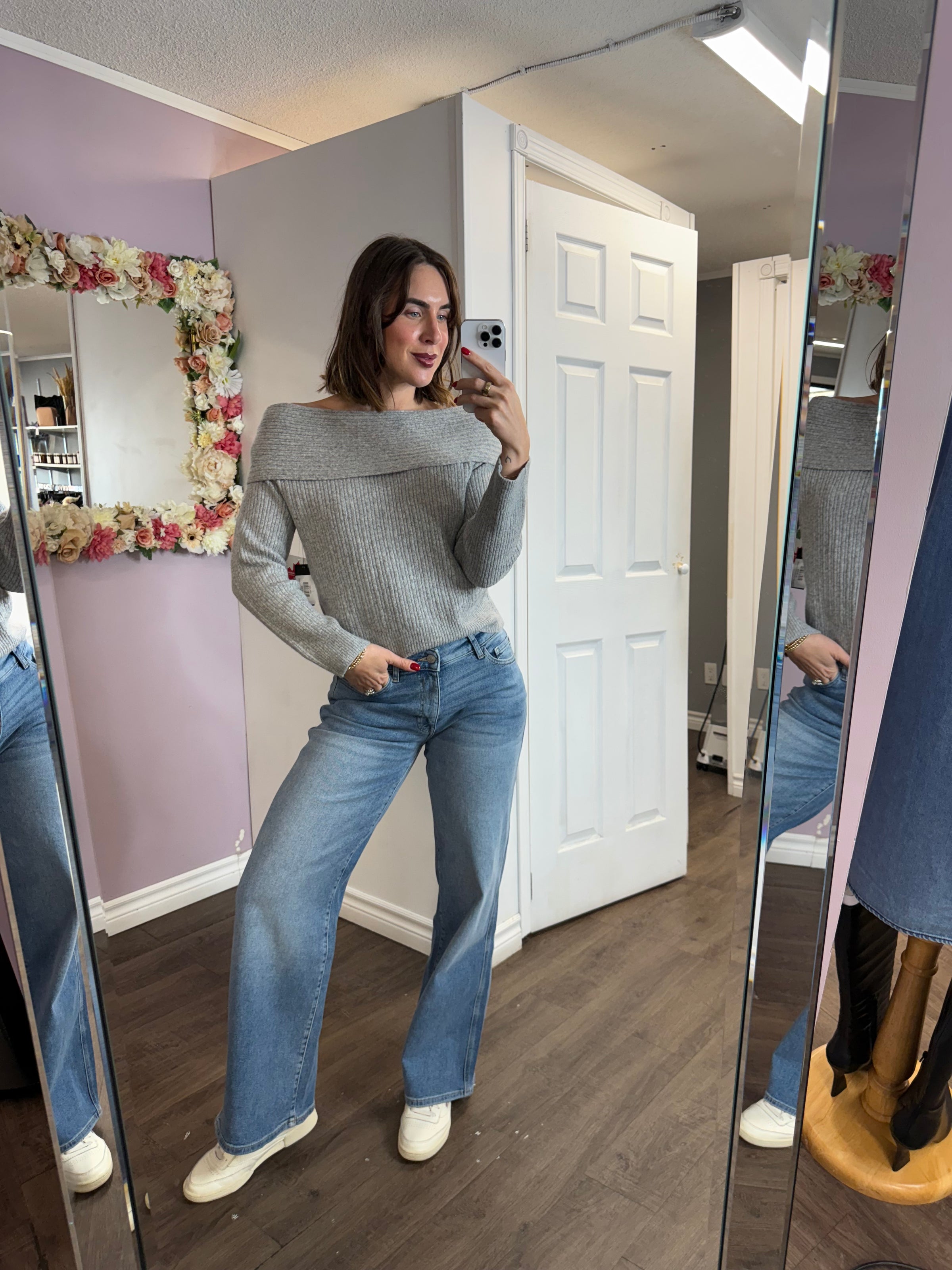 Marilyn Long Sleeve Pullover in Flint Grey