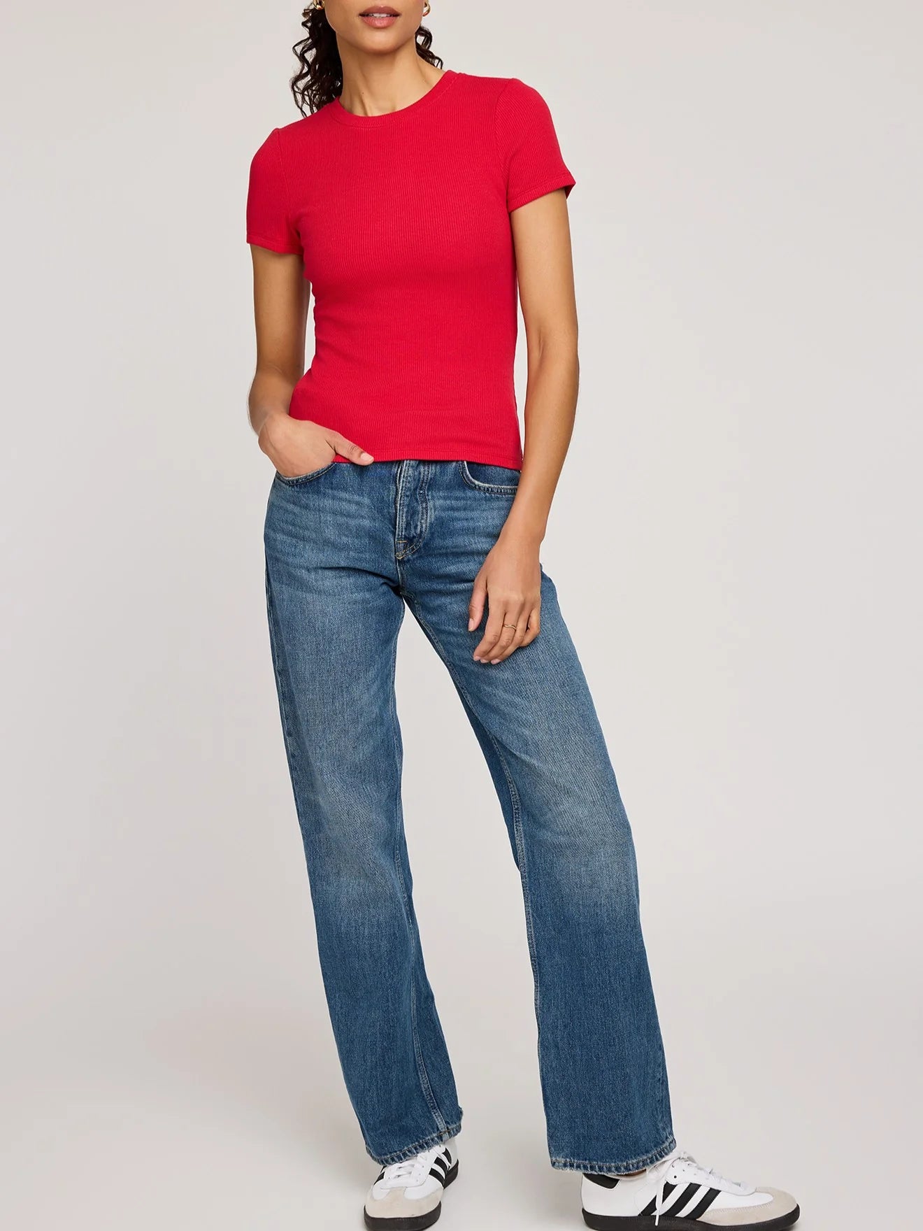 Tate Ribbed Tee in RED