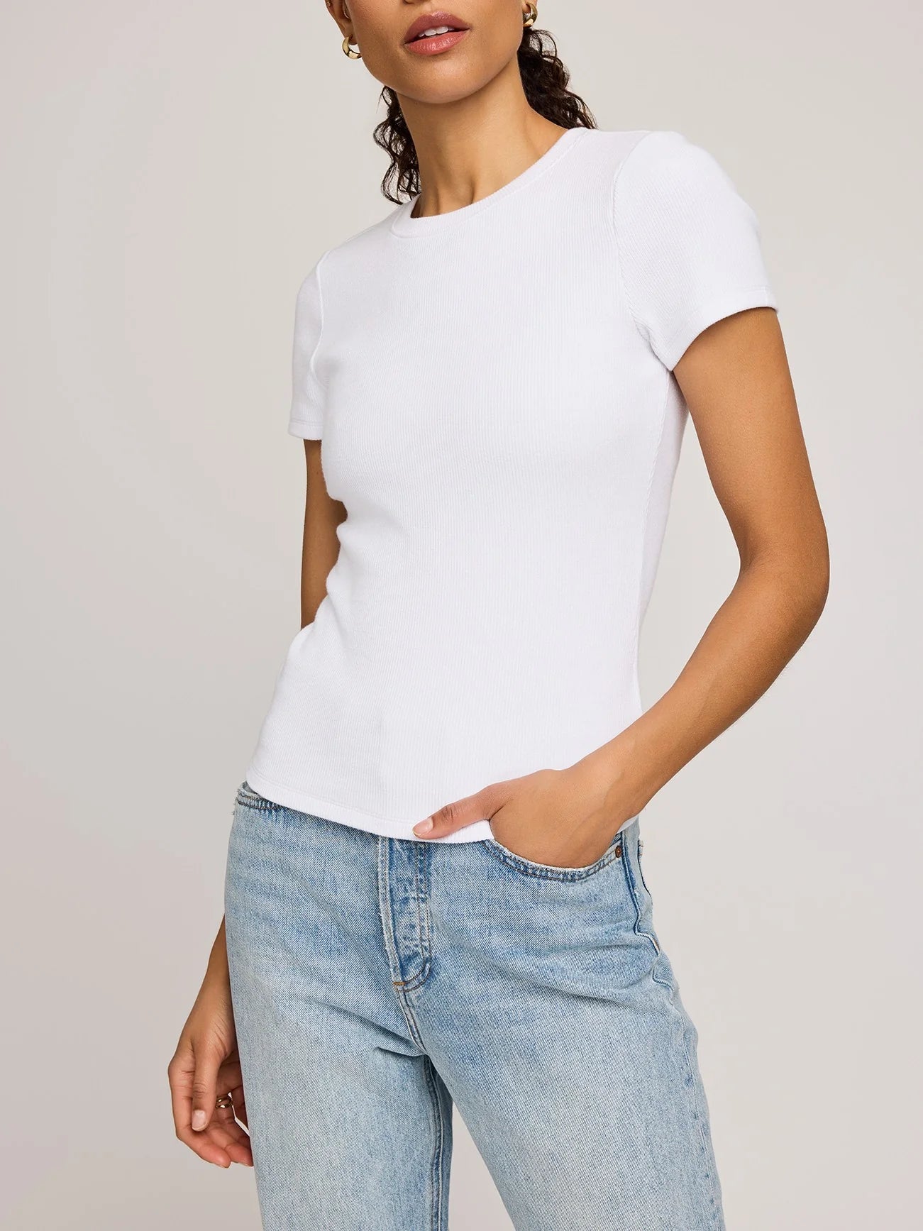 Tate Ribbed Tee in White