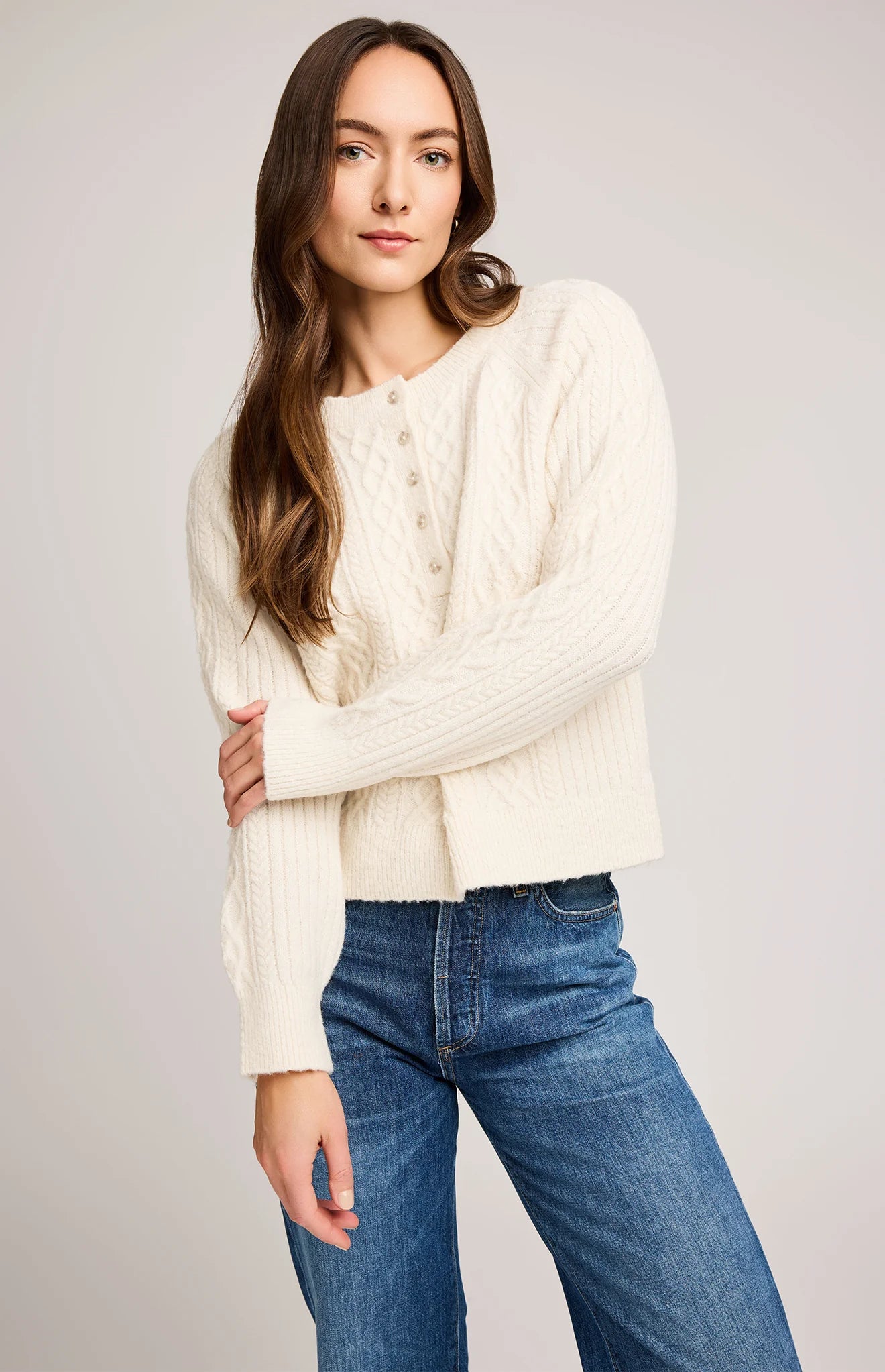 Aspen Cable Knit Sweater in Cream