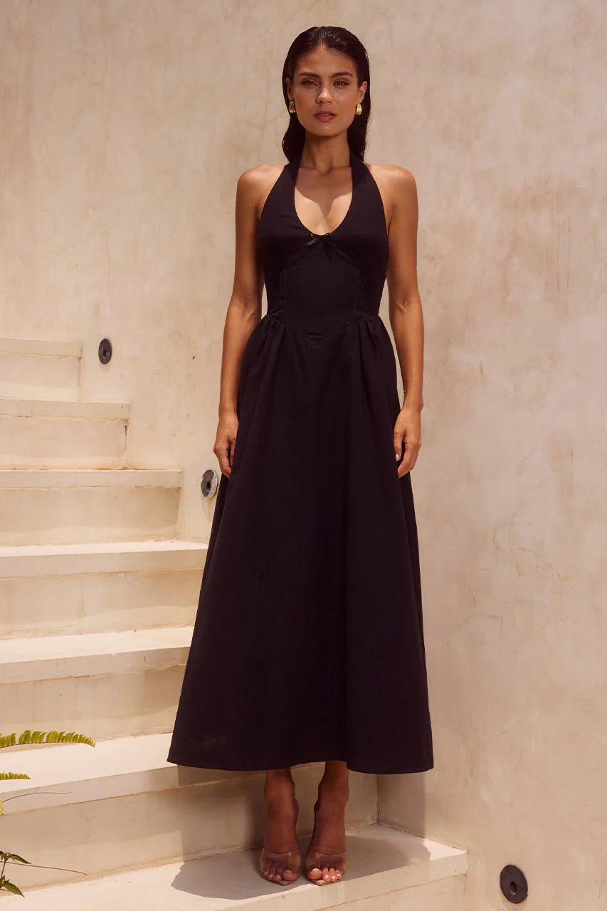 Henrietta Midi Dress in Black