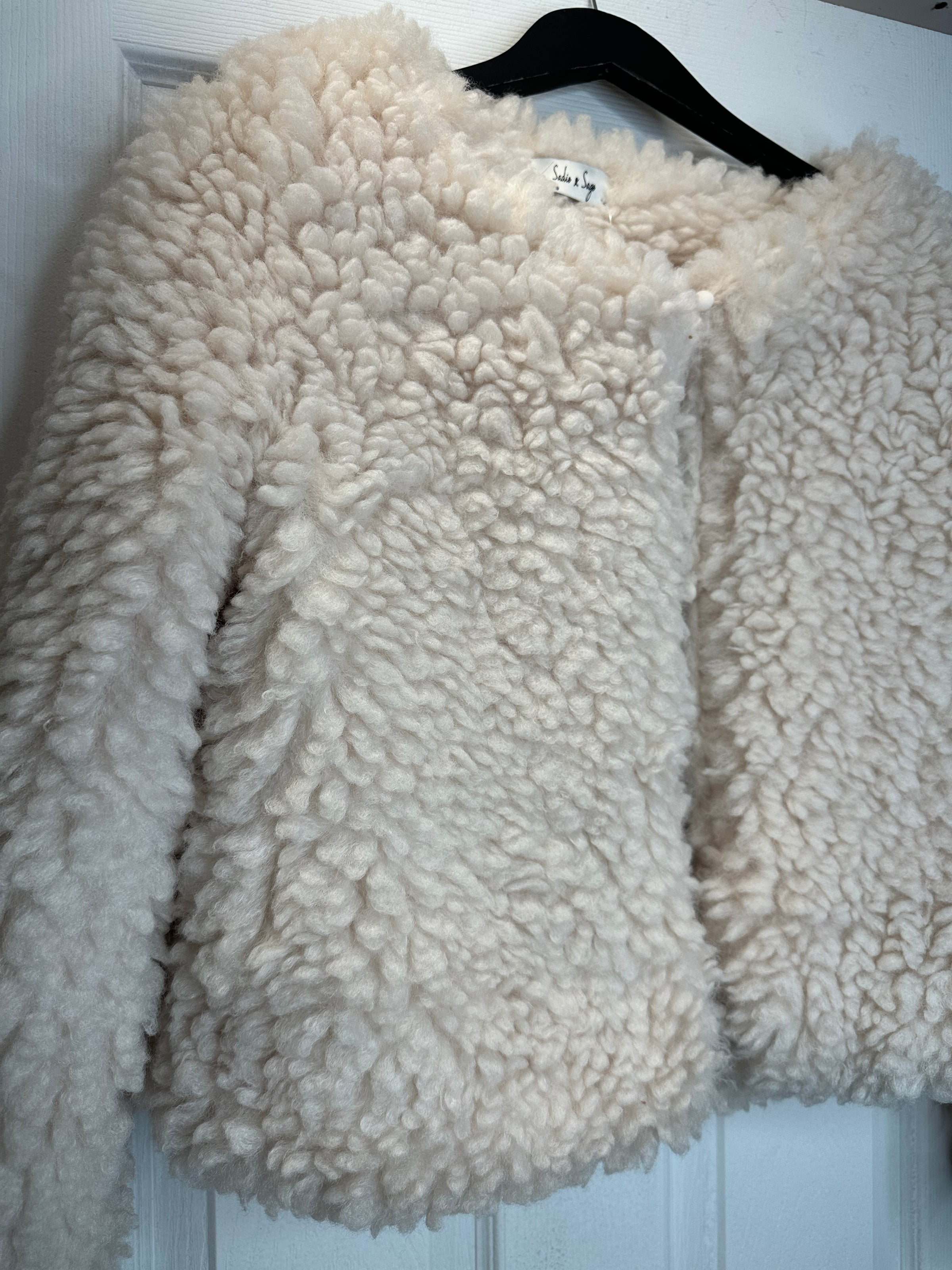 Alycia Fur Crop Jacket in Cream
