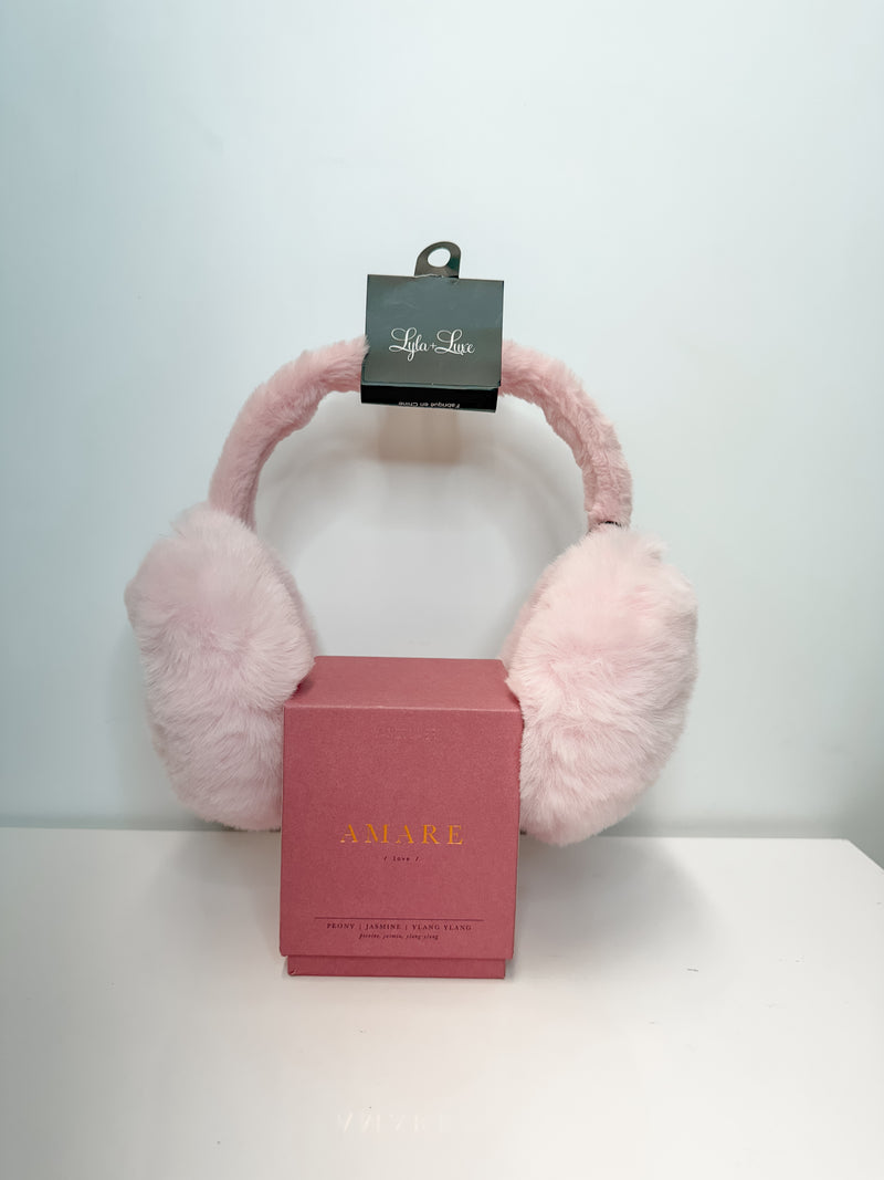 Earmuff + Candle Holiday Bundle in Pink