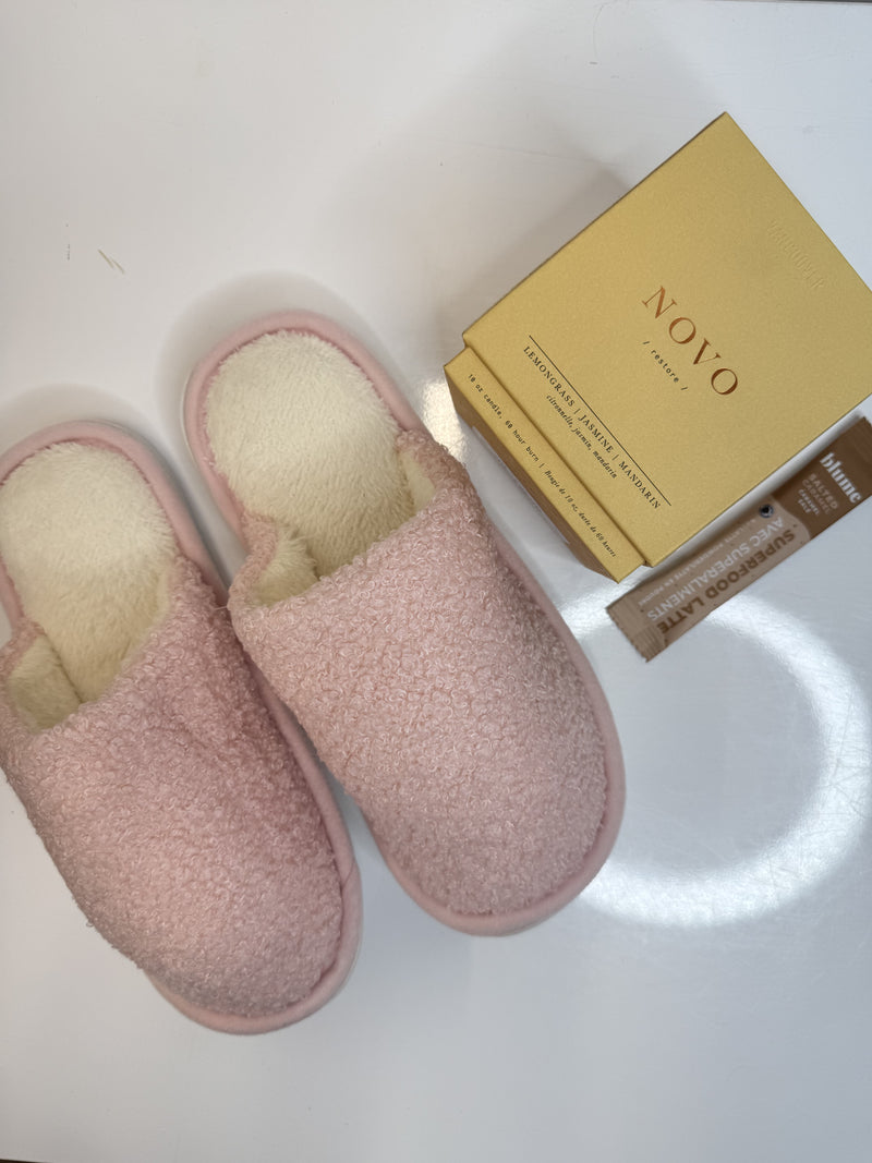 Sherpa Slippers + Candle Holiday Bundle