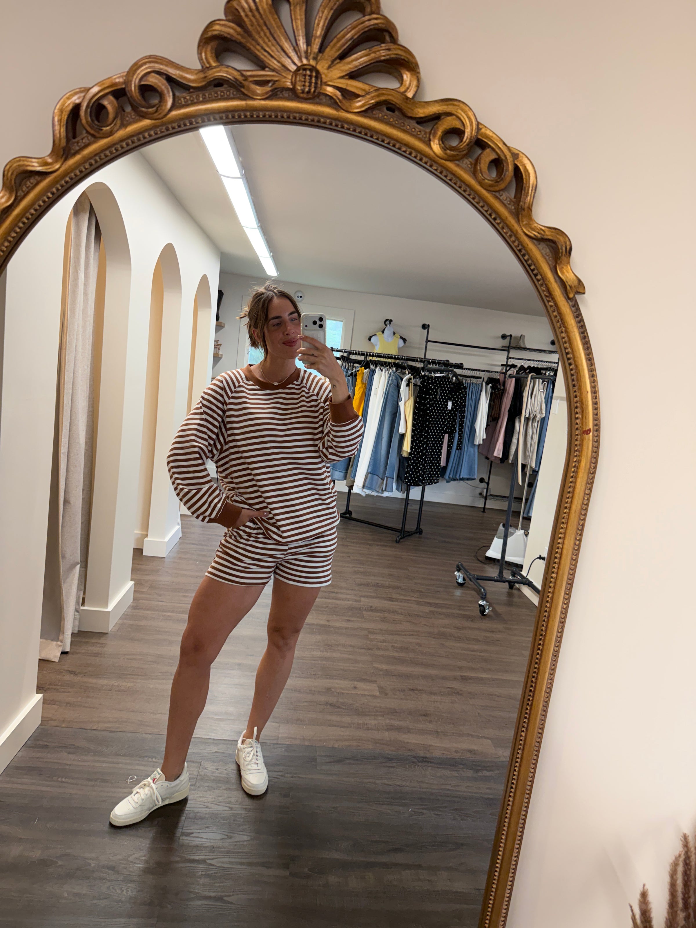 Striped Core Short | Brown & Cream