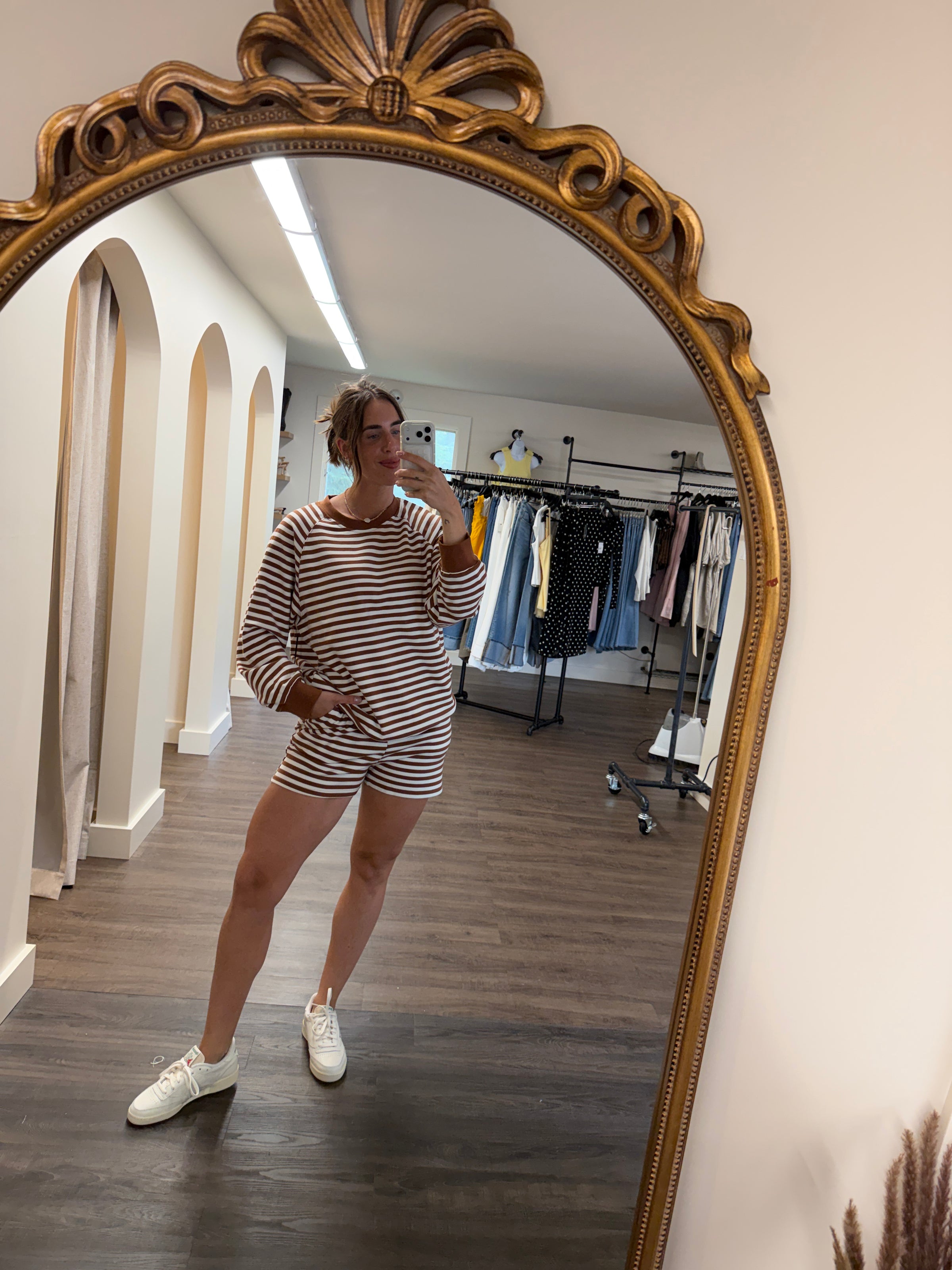 Striped Crew | Brown & Cream