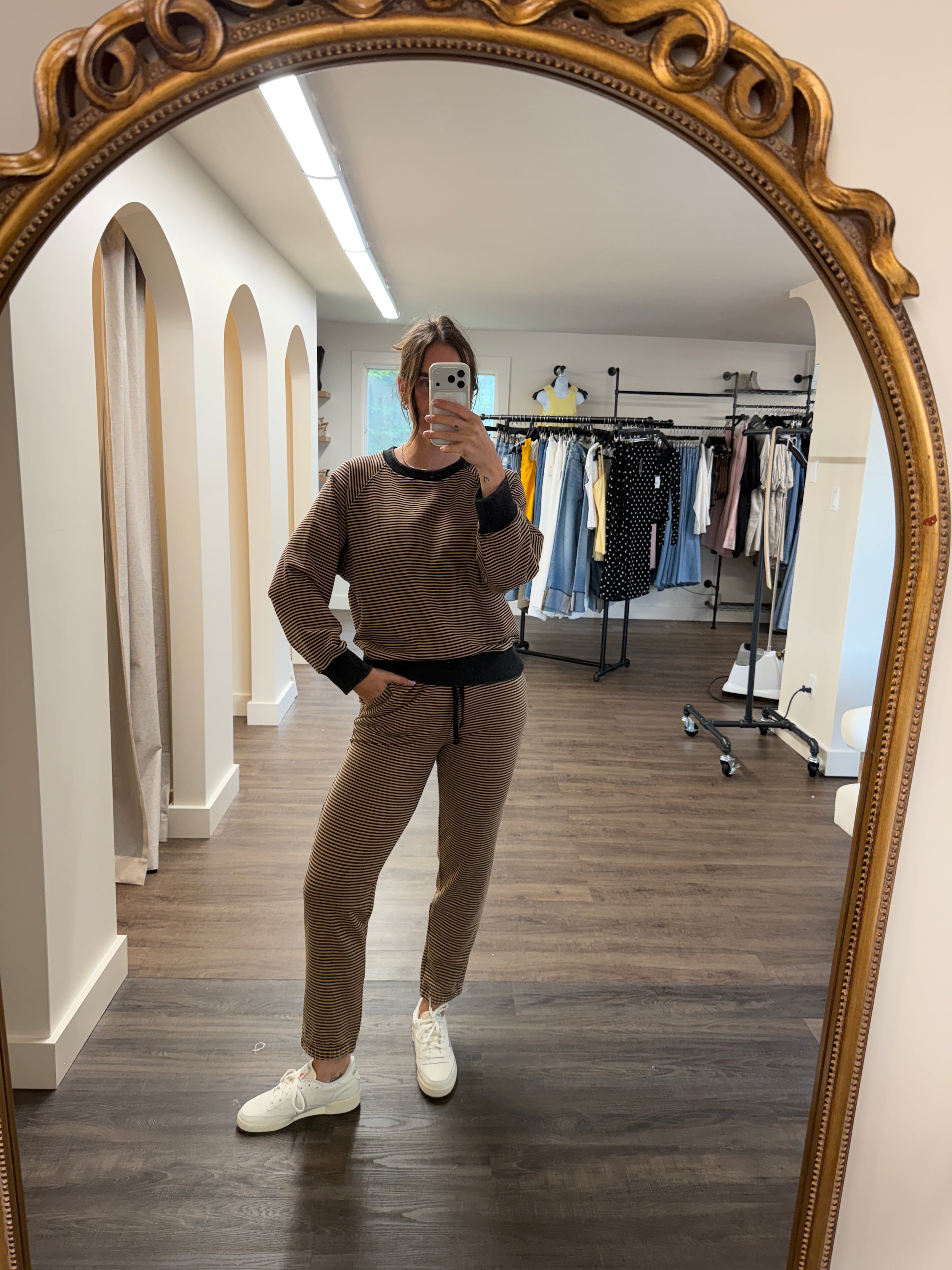 Best Friend Jogger | Black & Tan Stripe