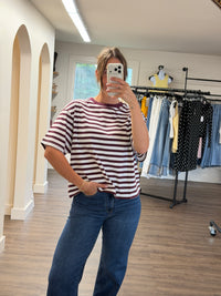 The Boxy Tee | Plum Stripe