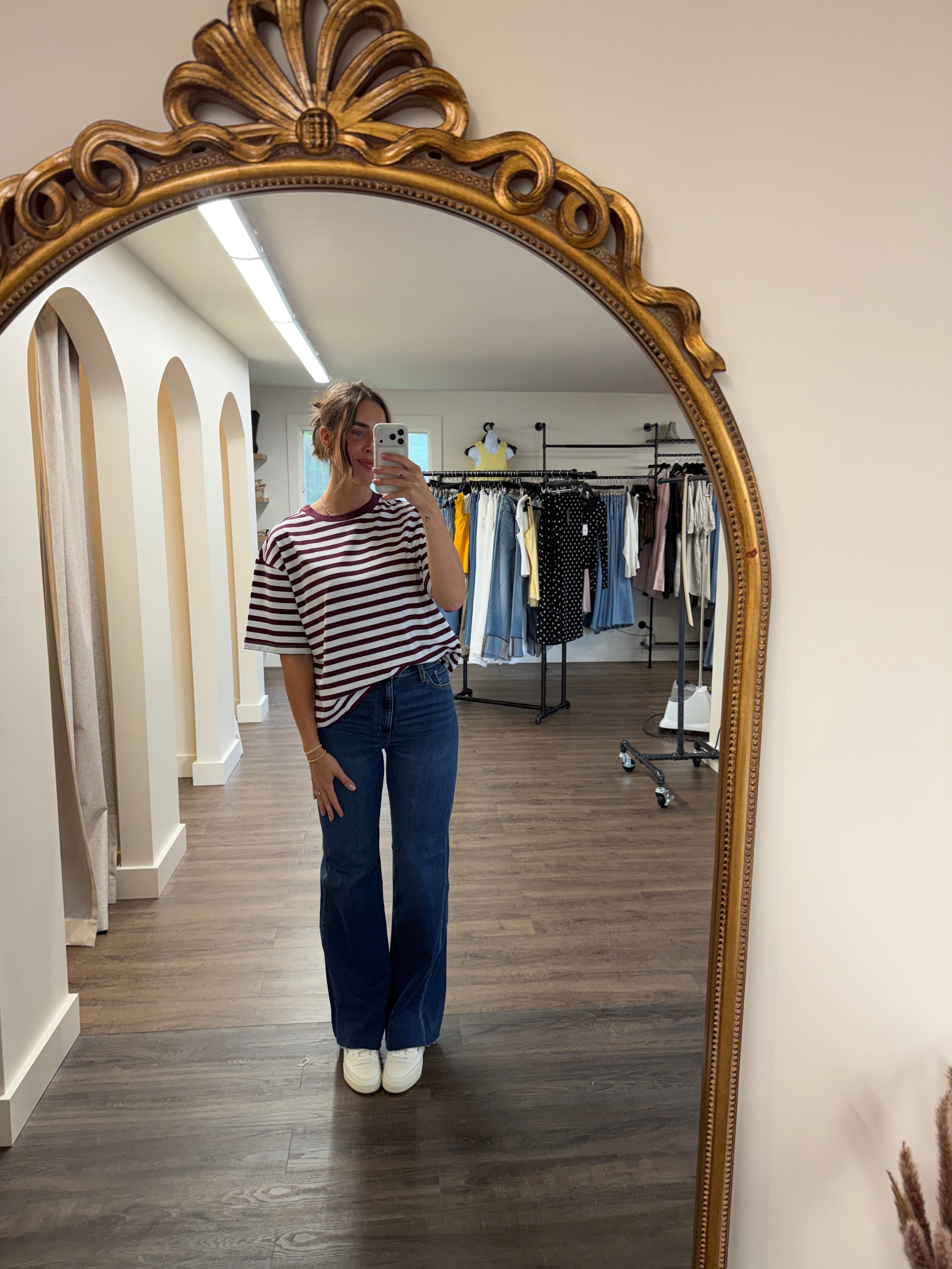 The Boxy Tee | Plum Stripe