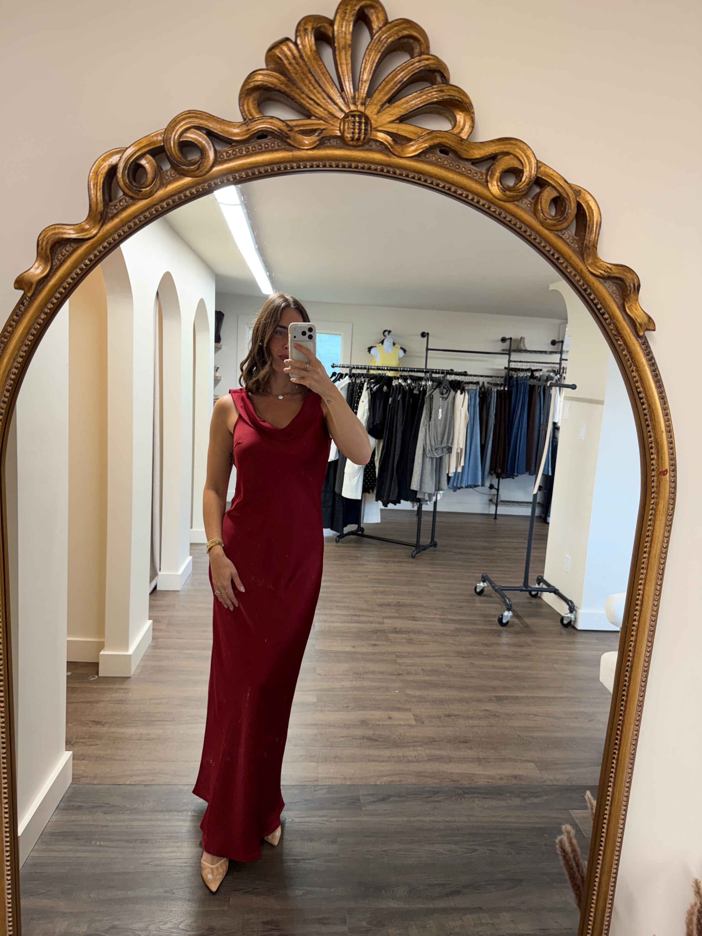 Mireya Satin Cowl Neck Dress
