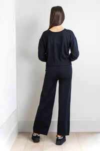 Odette Knit Pant Set in Black