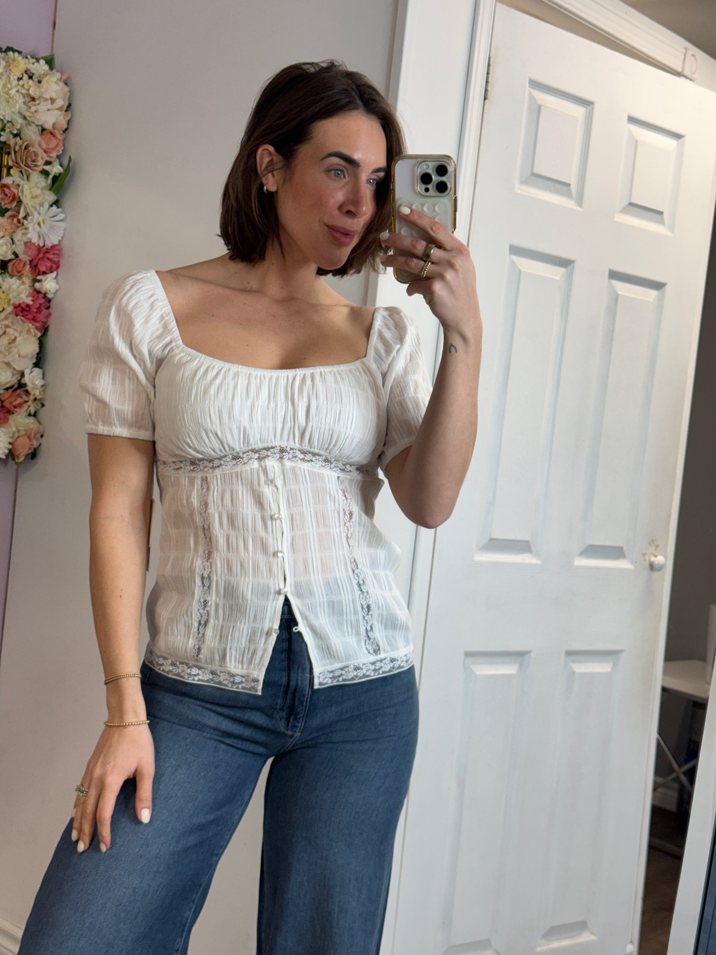 Elyna Peplum Top | Ivory