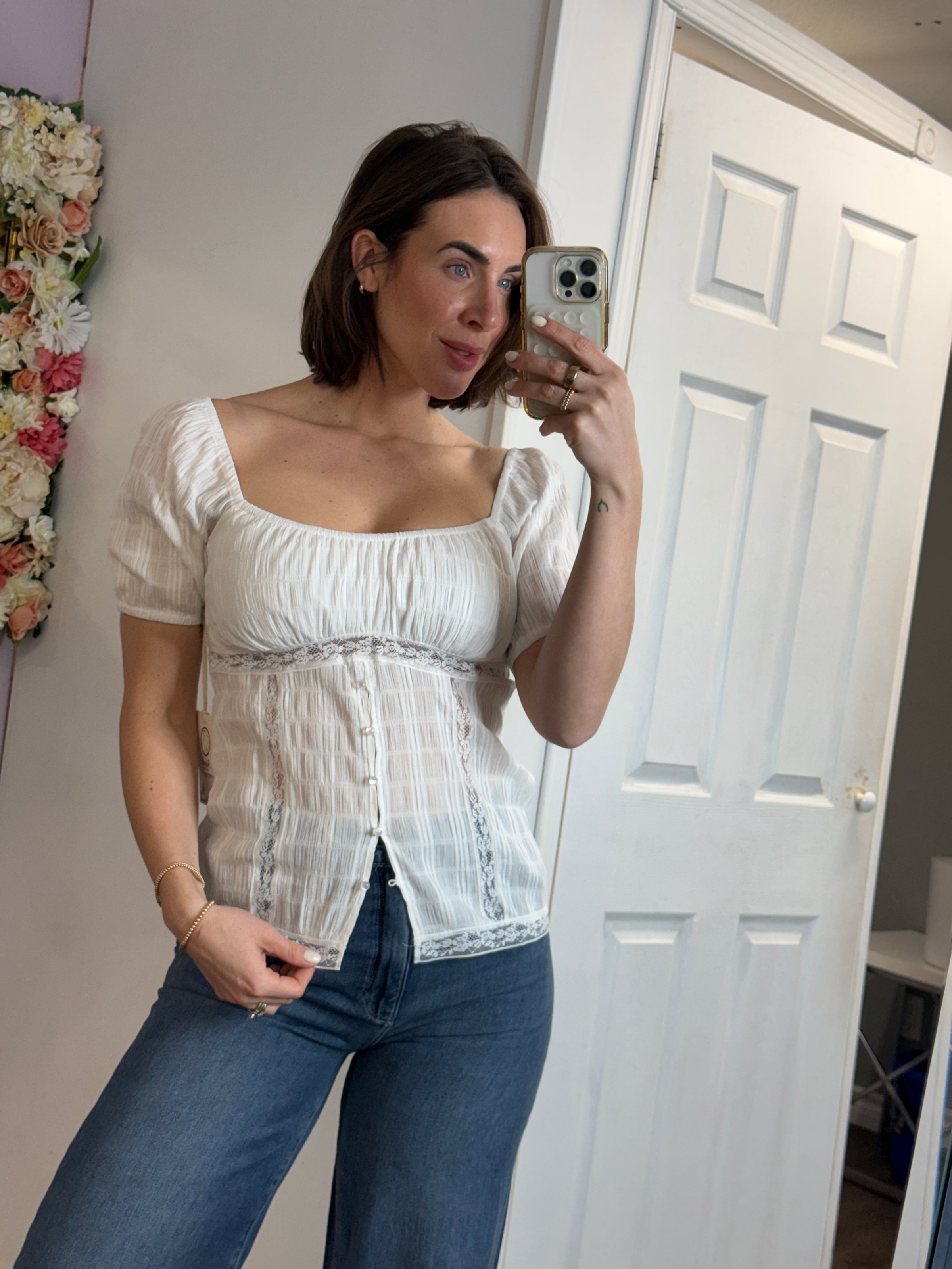 Elyna Peplum Top | Ivory