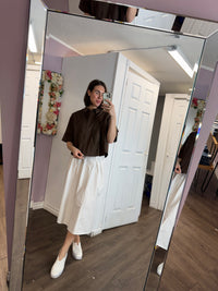 Flared Midi Cotton Poplin Skirt
