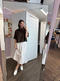 Flared Midi Cotton Poplin Skirt