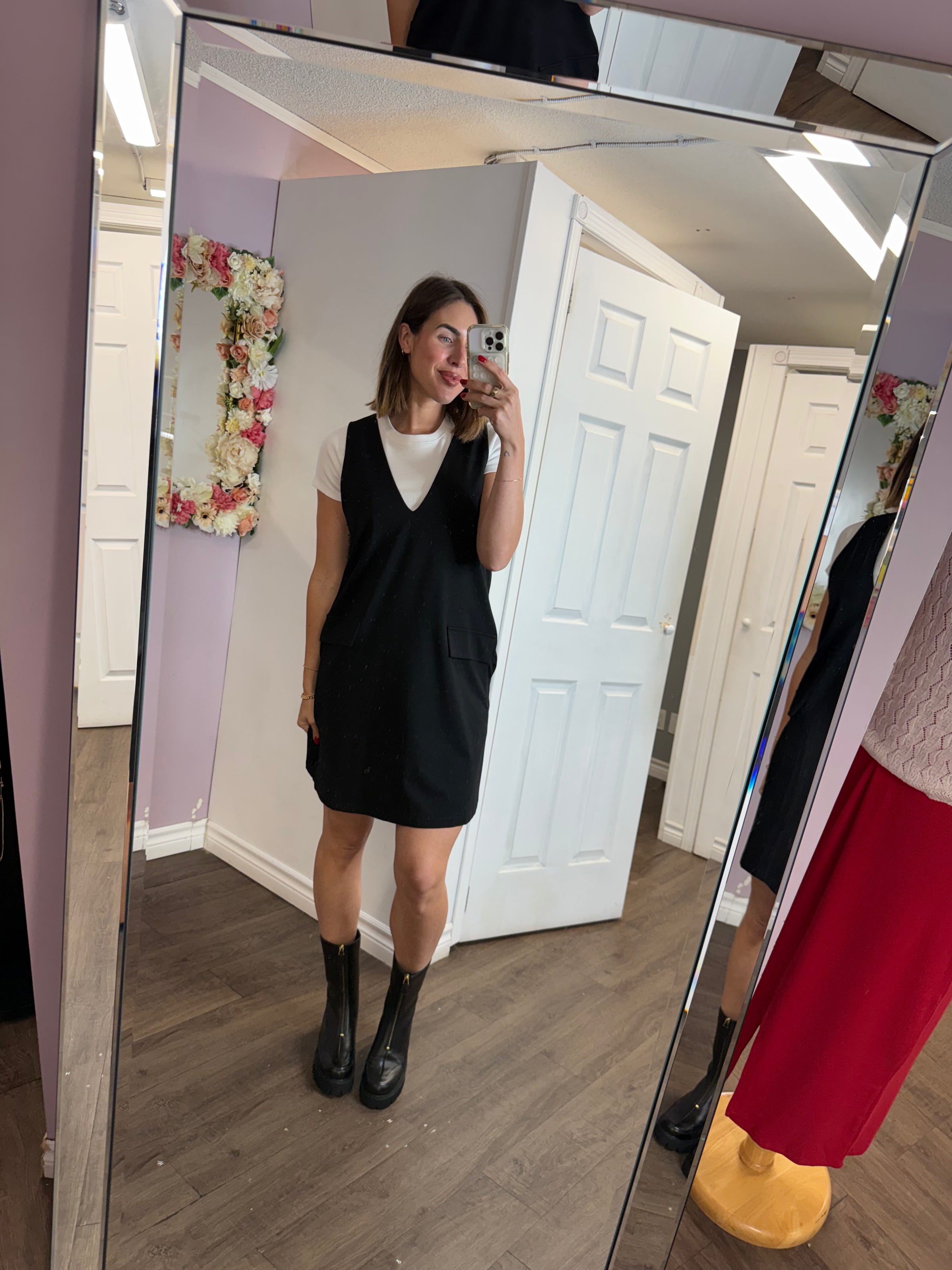 Black Sleeveless Pinafore Dress