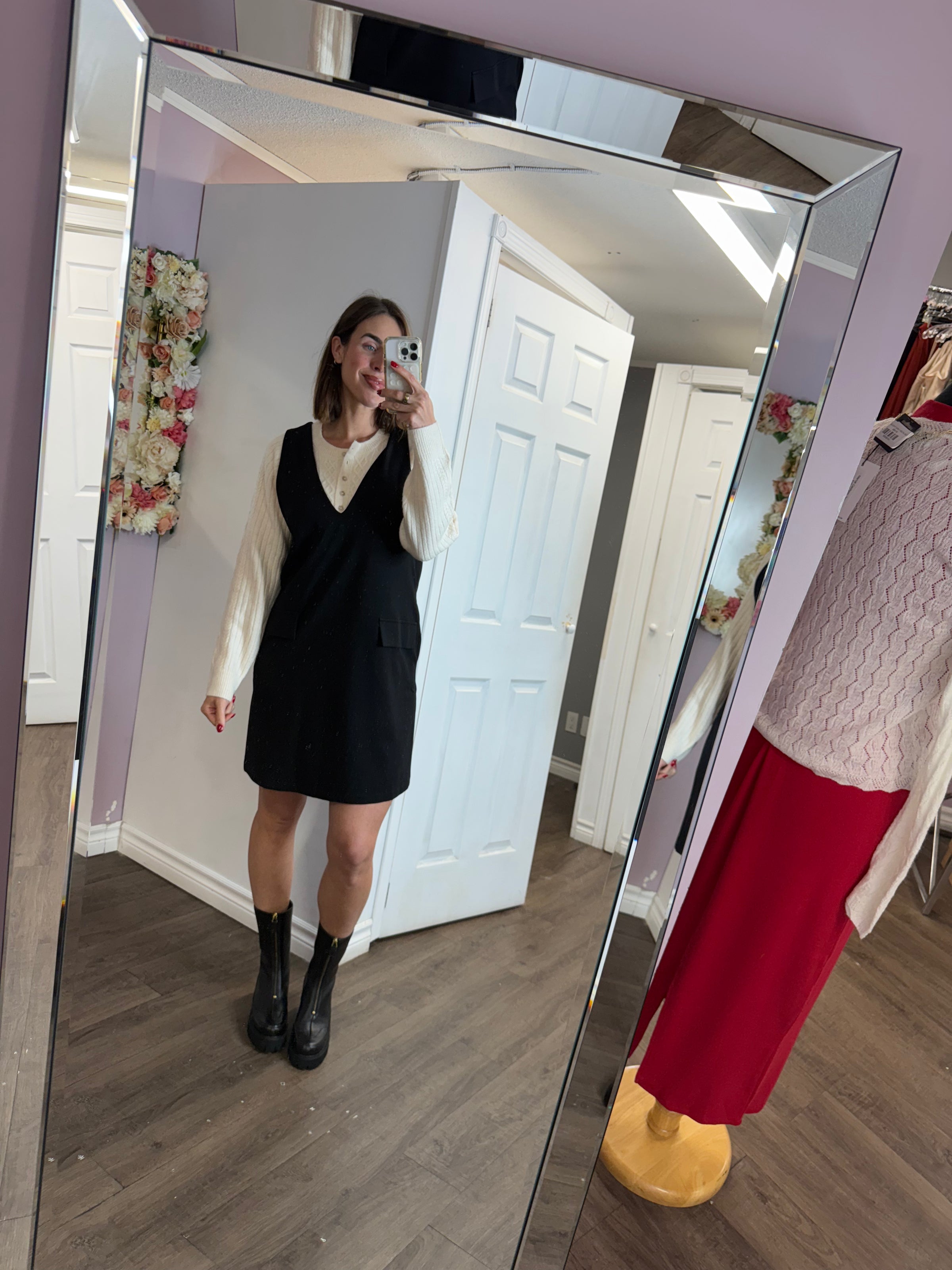 Black Sleeveless Pinafore Dress