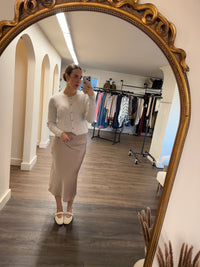 Alicent Satin Maxi Skirt in Champagne