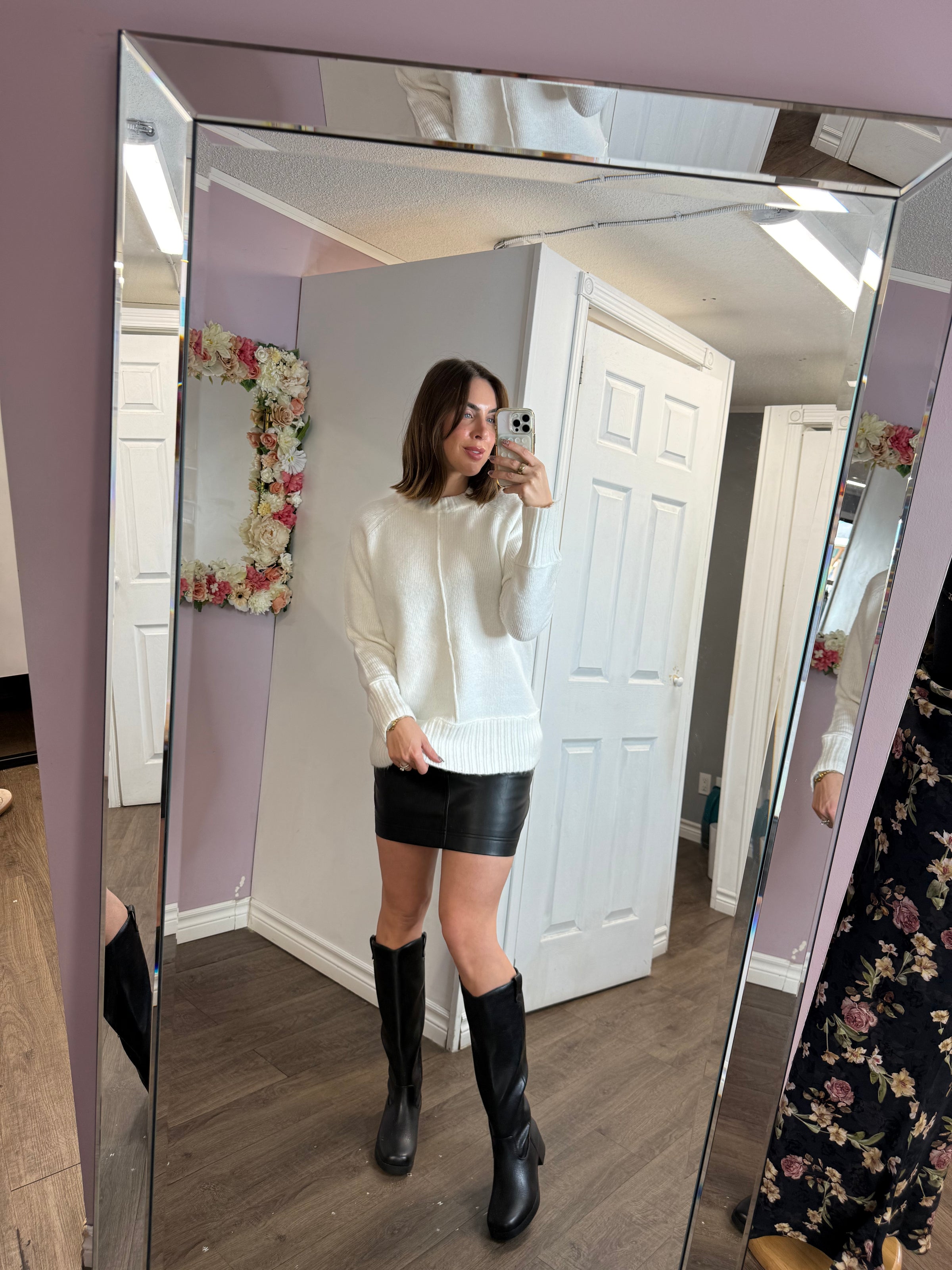 Aridane Knit Sweater in Winter White