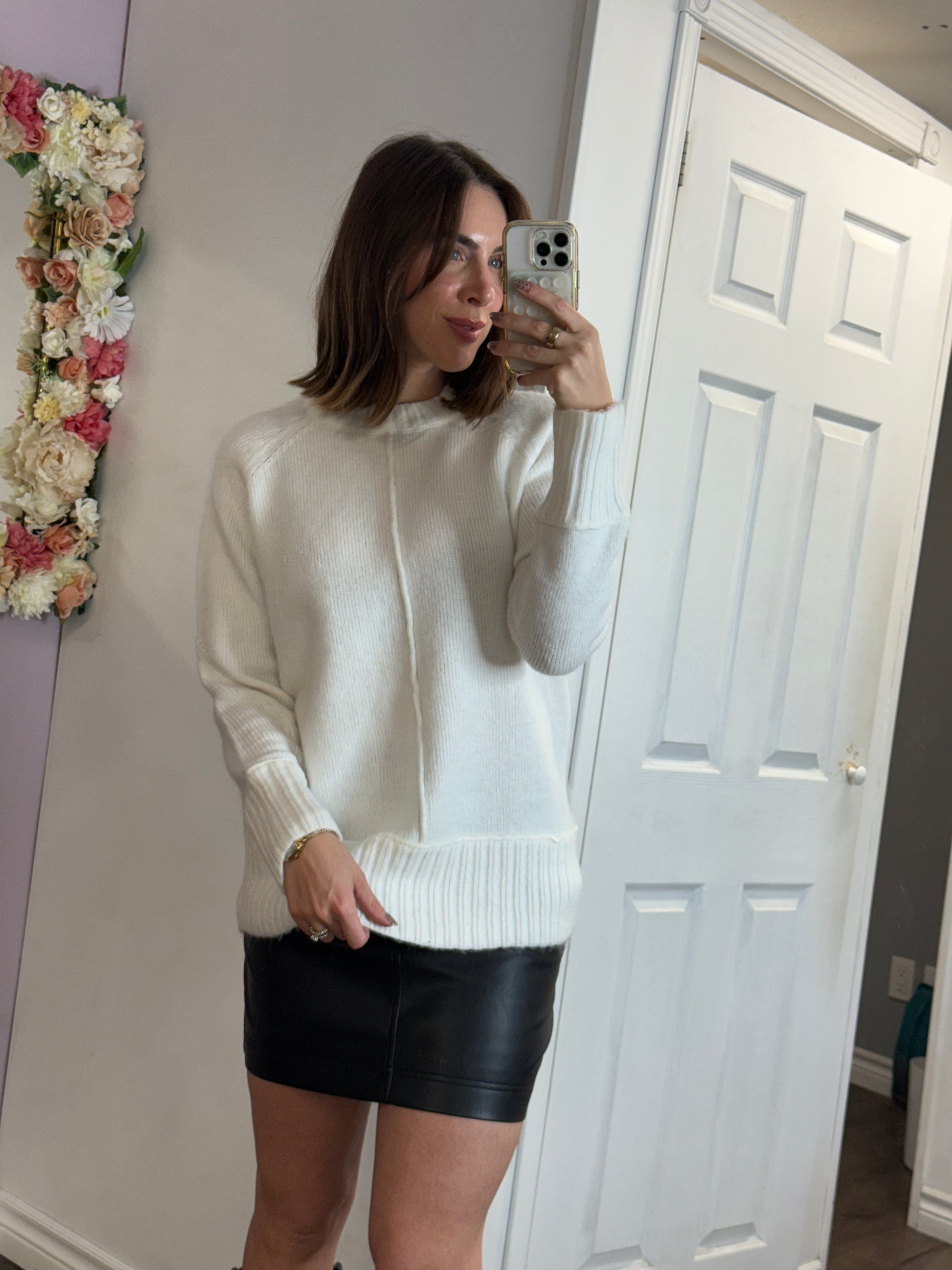 Aridane Knit Sweater in Winter White