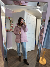 Oversized Padded Coat in Mauve Shadow