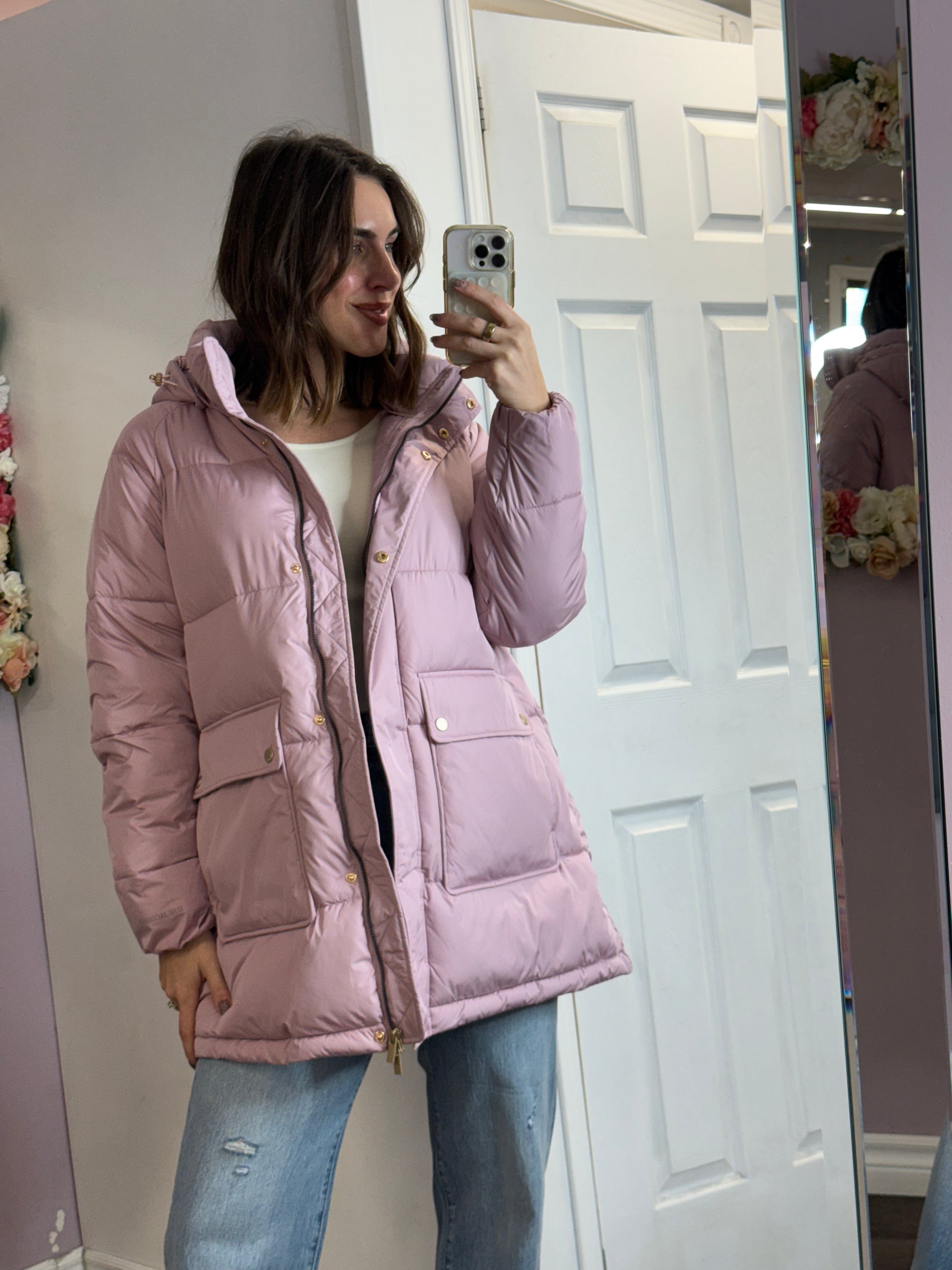 Oversized Padded Coat in Mauve Shadow