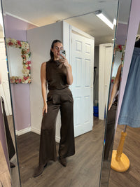 Fiona Solid Satin Wide Leg Pant