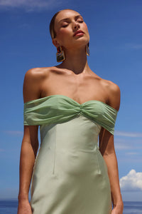 Kadie Off Shoulder Maxi Dress in Key Lime