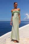 Kadie Off Shoulder Maxi Dress in Key Lime