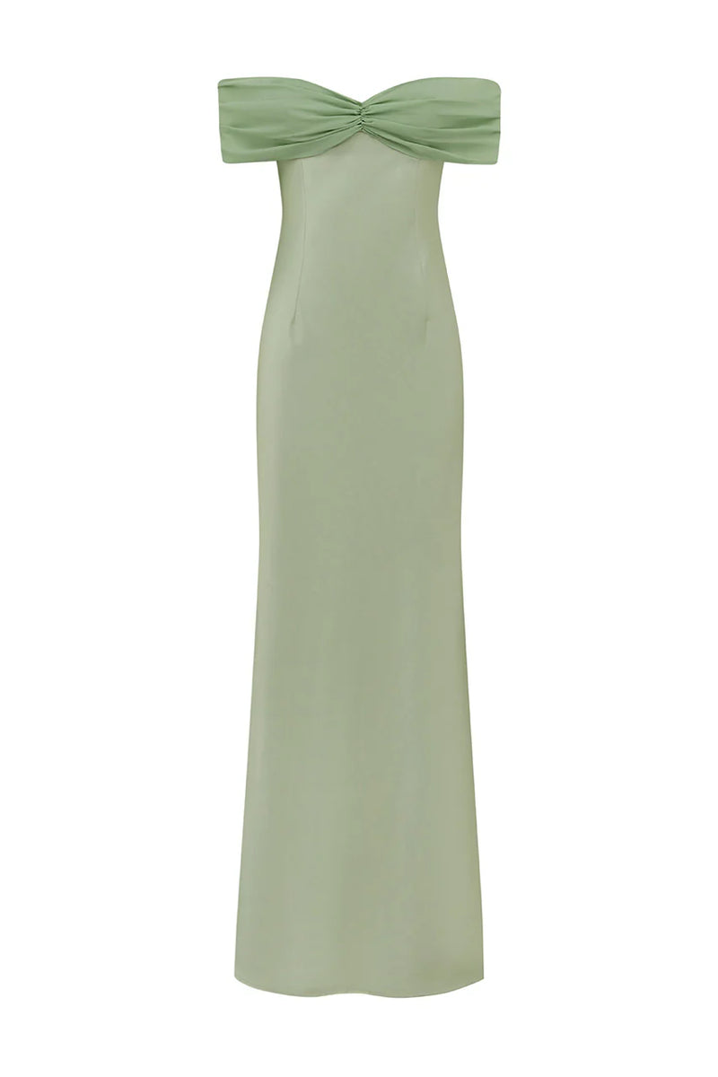 Kadie Off Shoulder Maxi Dress in Key Lime