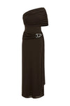 Kassi One Shoulder Midi Dress in Chocolate