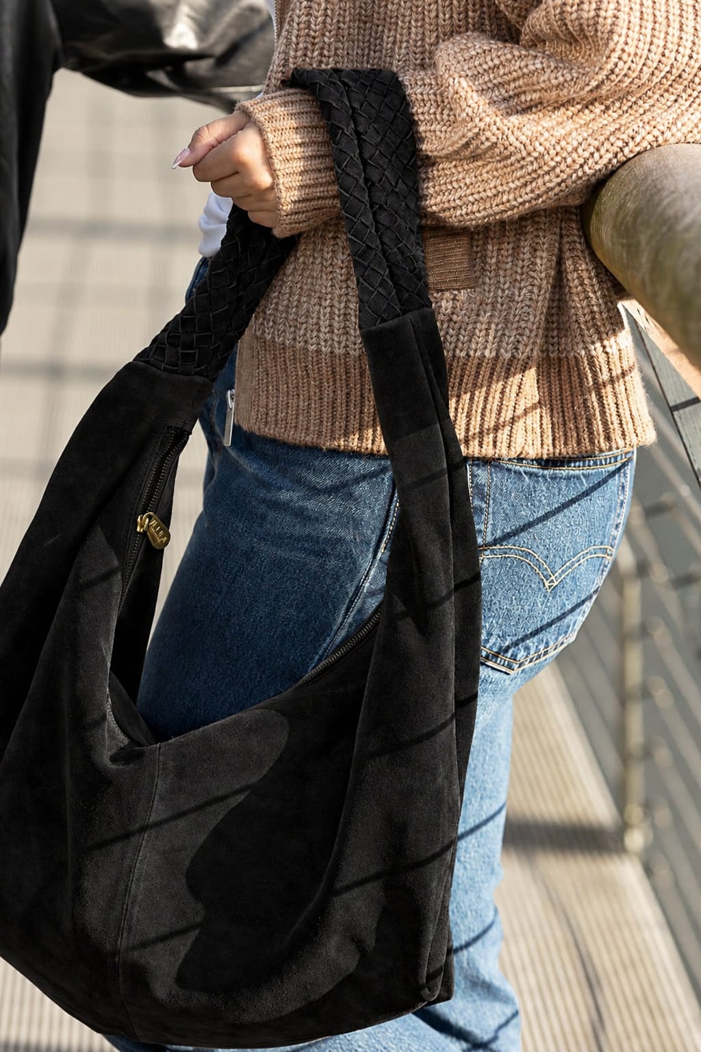 Kate Weave Suede Slouchy Bag | Two Colours