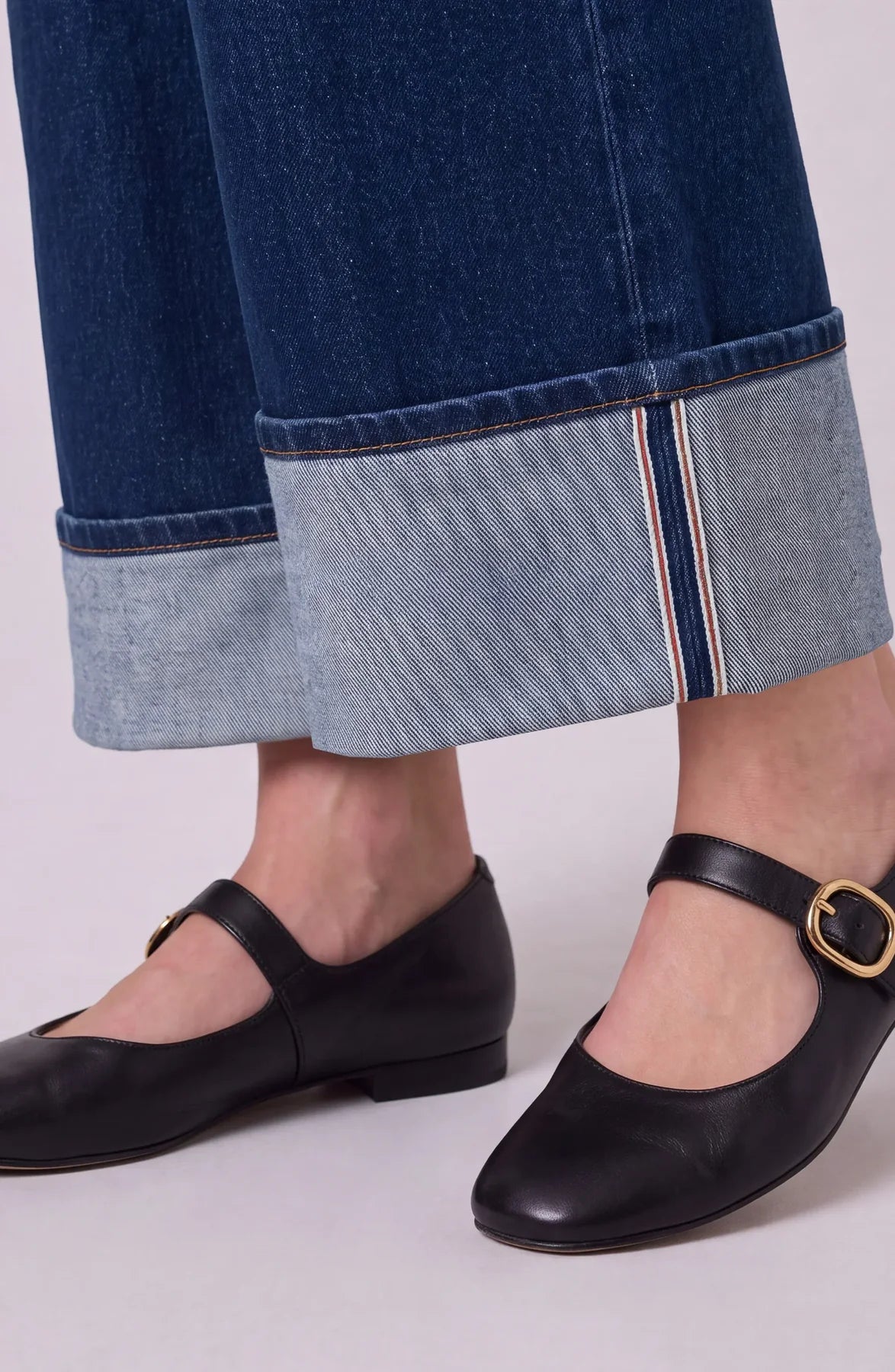 Morgan High Rise Selvedge Cuffed Wide