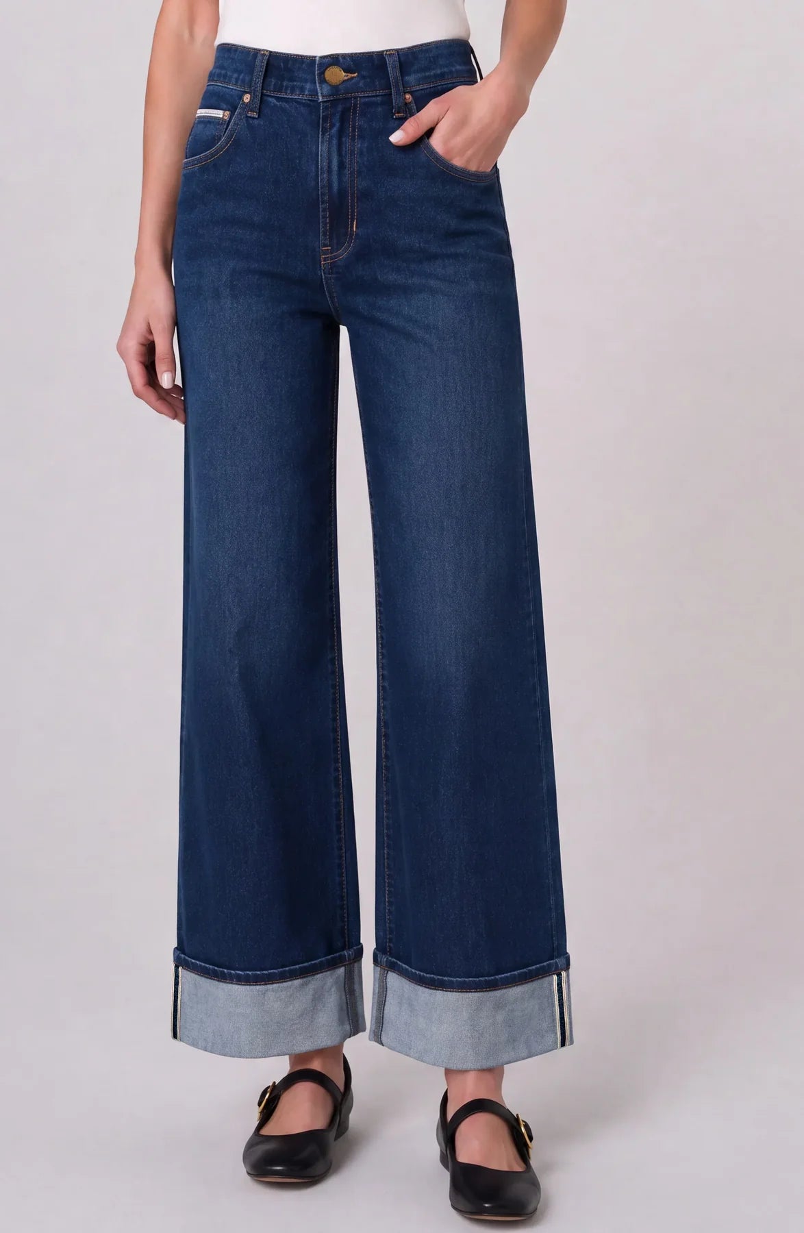 Morgan High Rise Selvedge Cuffed Wide