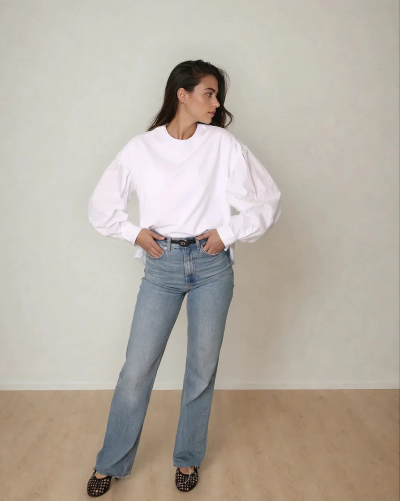 Lacelle Long Sleeve Blouse in White