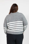 Mabel Striped Short Cardigan in Heather/Grey Ivory