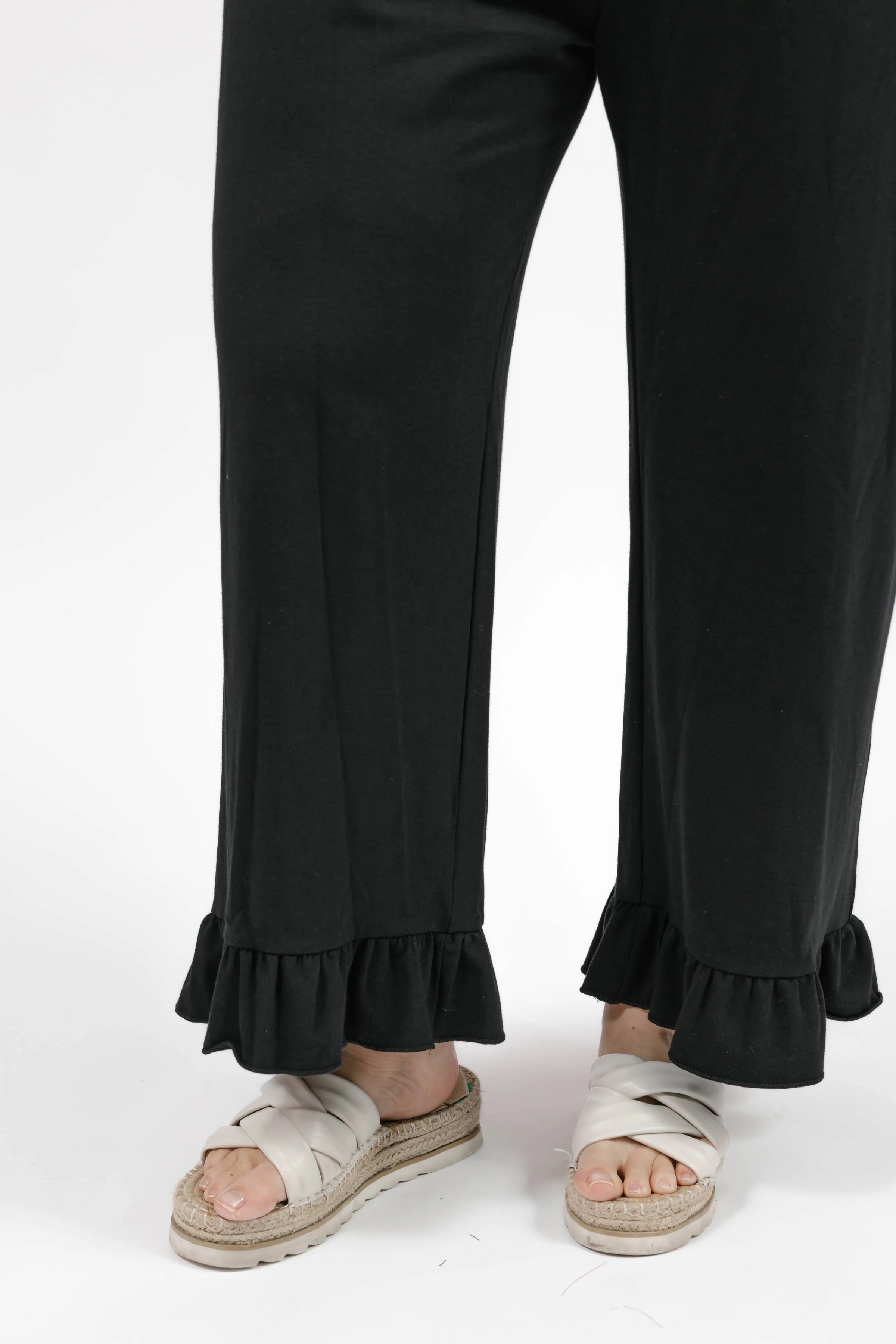 Madison Frill Leg Romper in Black